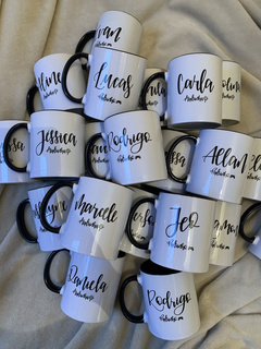Collection of personalized printed mugs
